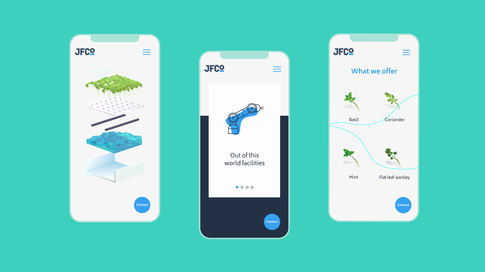 Mobile responsive design mock up for JFCo